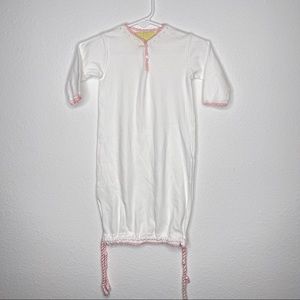 New pixie lily jersey sack gown drawstring white pink Sz 3-6 mo